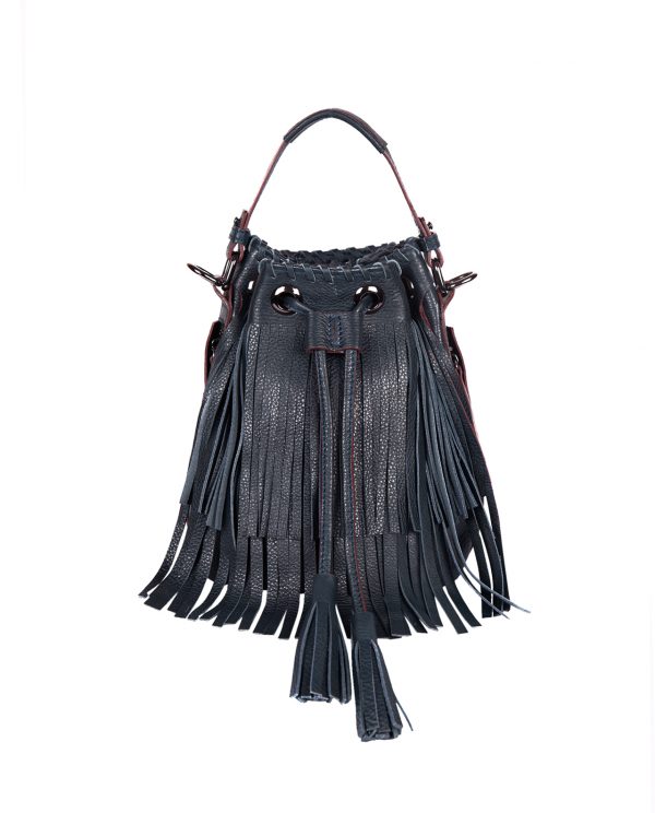 Lilou Fringe – Navy Burgundy